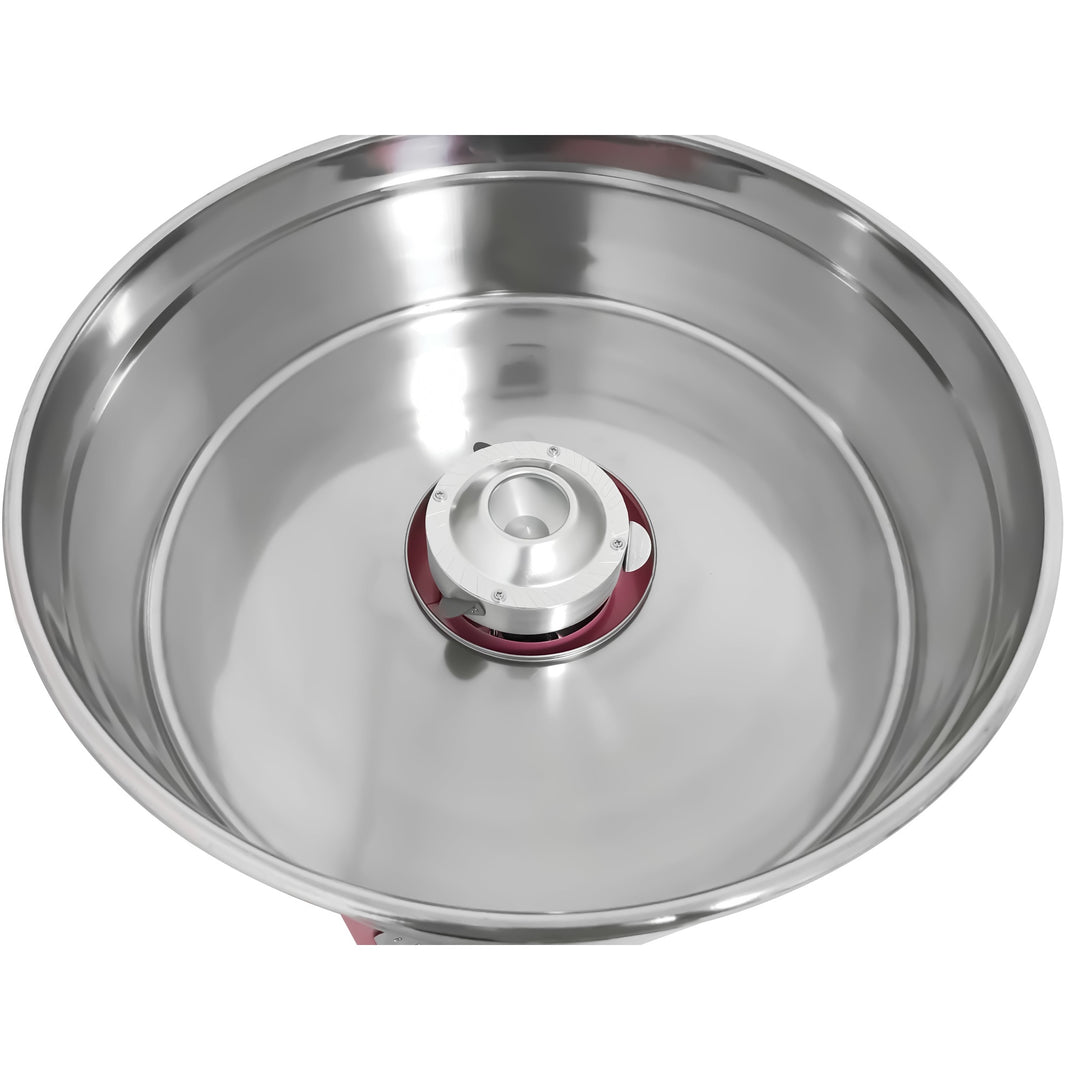 Stainless steel bowl of KRD Professional Electric candy floss machine 930W KR-CF-1E designed for commercial catering use.