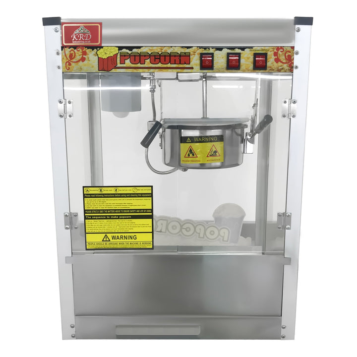 KRD Commercial Tabletop Electric popcorn machine 1400KW KR-2488 with stainless steel design and 8oz capacity for efficient popcorn production.