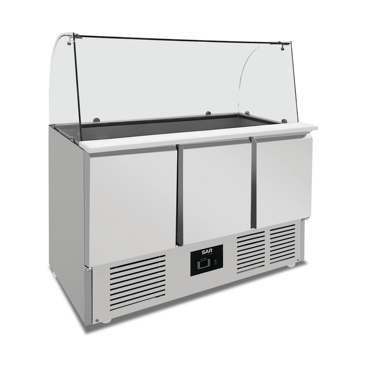 KRD Saladette Glass top 900x700x970mm 2 doors THS900CG