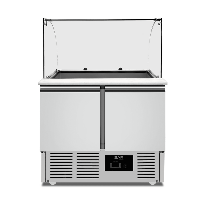KRD Saladette Glass top 900x700x970mm 2 doors THS900CG