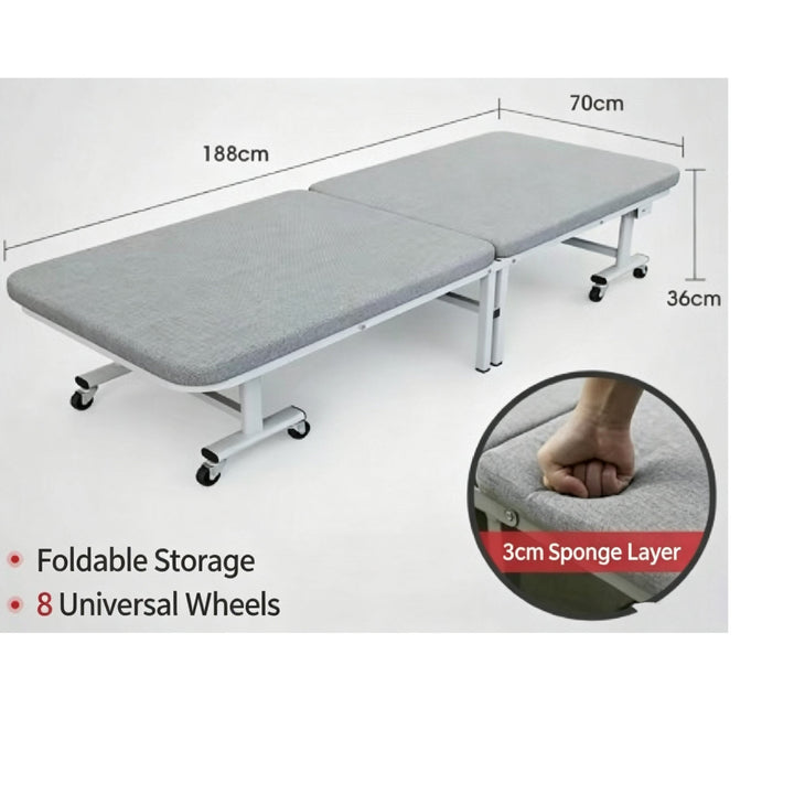 KRD Foldable for storage Folding Bed 188 x 70 x 36 cm