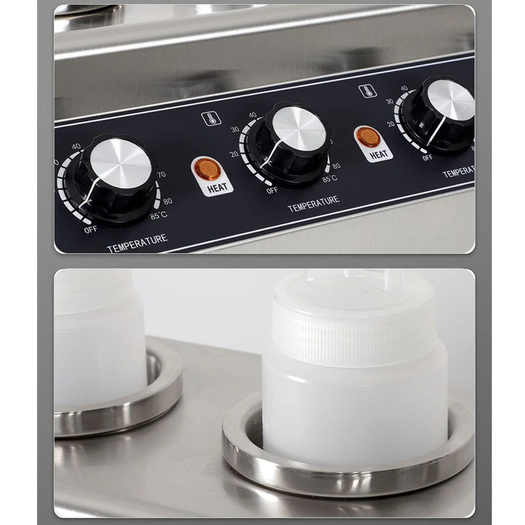 KRD Commercial Three-Bottle Electric Sauce Warmer Stainless HSW313