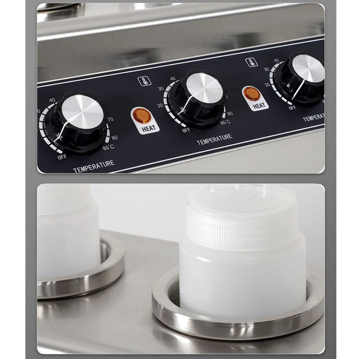 KRD Commercial Three-Bottle Electric Sauce Warmer Stainless HSW313