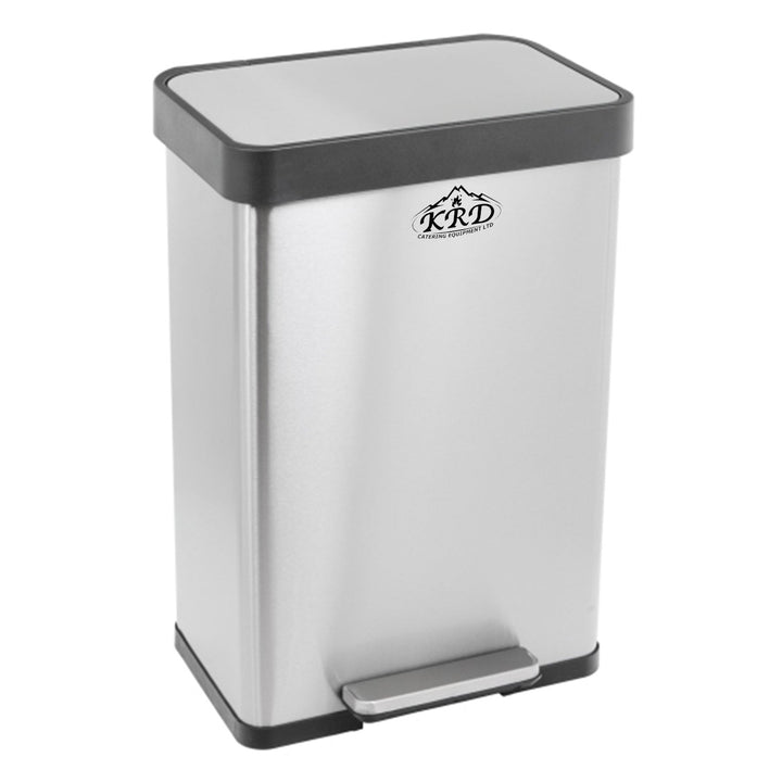 KRD 68L AirStep Feather Light Stainless Steel Step Trash Can Pedal-Operated Lid
