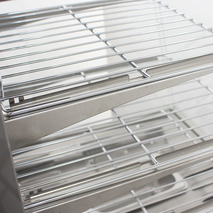 Interior adjustable shelves of KRD Commercial Display Showcase 1KW KR-701 for commercial catering equipment.