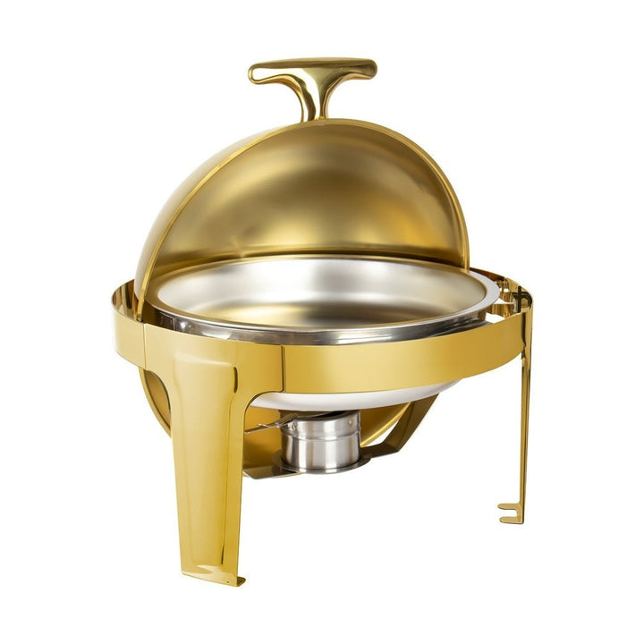 KRD Professional Gold Roll top Chafer Round Stainless steel Mirror polish 6.5 litres DT-C3101