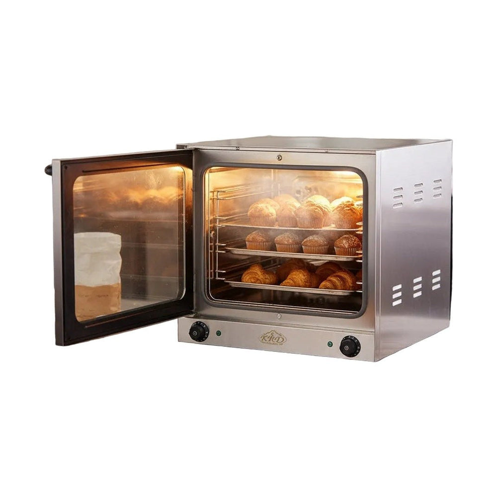 KRD Commercial Convection Oven with Steam Perspective convection oven 2.6KW KR-1A showcasing its stainless steel design and controls.
