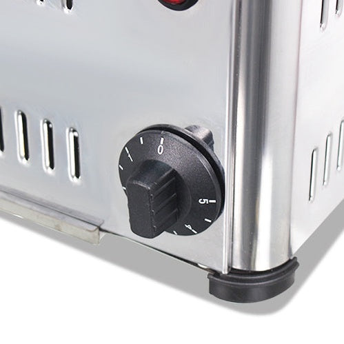 Close-up of timer knob on KRD Commercial Six-slice Electric Toaster 3kw KR-6BATS, a high-quality commercial catering equipment.