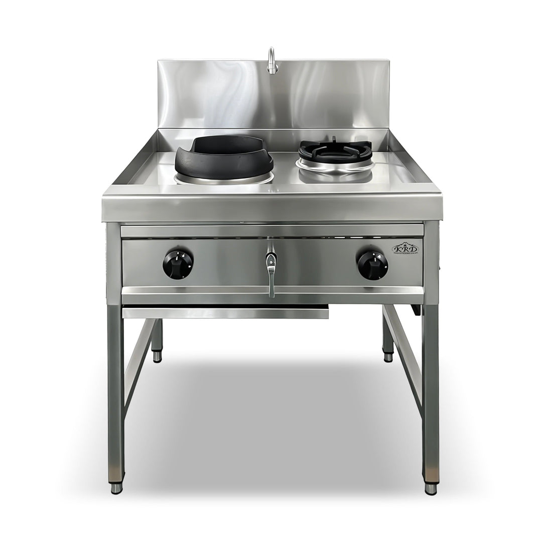 KRD Commercial Dual Furnace Cooking Stoves NG with LPG jets 900*900*1140mm TH-W1+V1