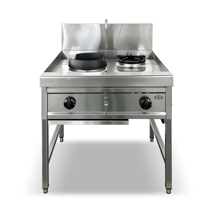 KRD Commercial Dual Furnace Cooking Stoves NG with LPG jets 900*900*1140mm TH-W1+V1