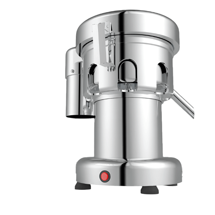 KRD Professional Electric Heavy Duty Juice Extractor with shiny stainless steel design for citrus fruits.