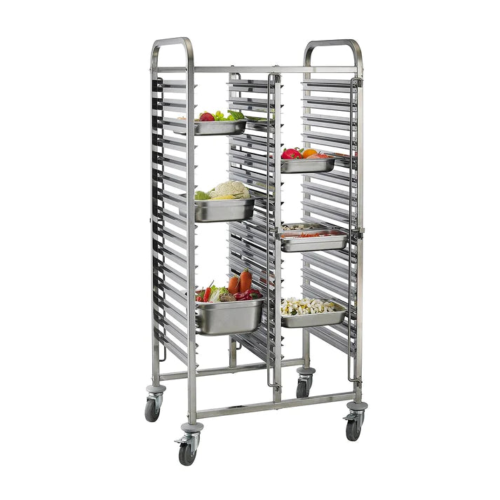 Racking Trolley 15 Tier Double Row Rack for GN Pan1/1 (30 Shelves)