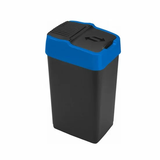 35L Plastic Swing Bin for Recycling Kitchen Rubbish Waste Dustbin with Blue Lid
