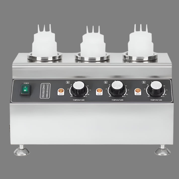 KRD Commercial Three-Bottle Electric Sauce Warmer Stainless HSW313