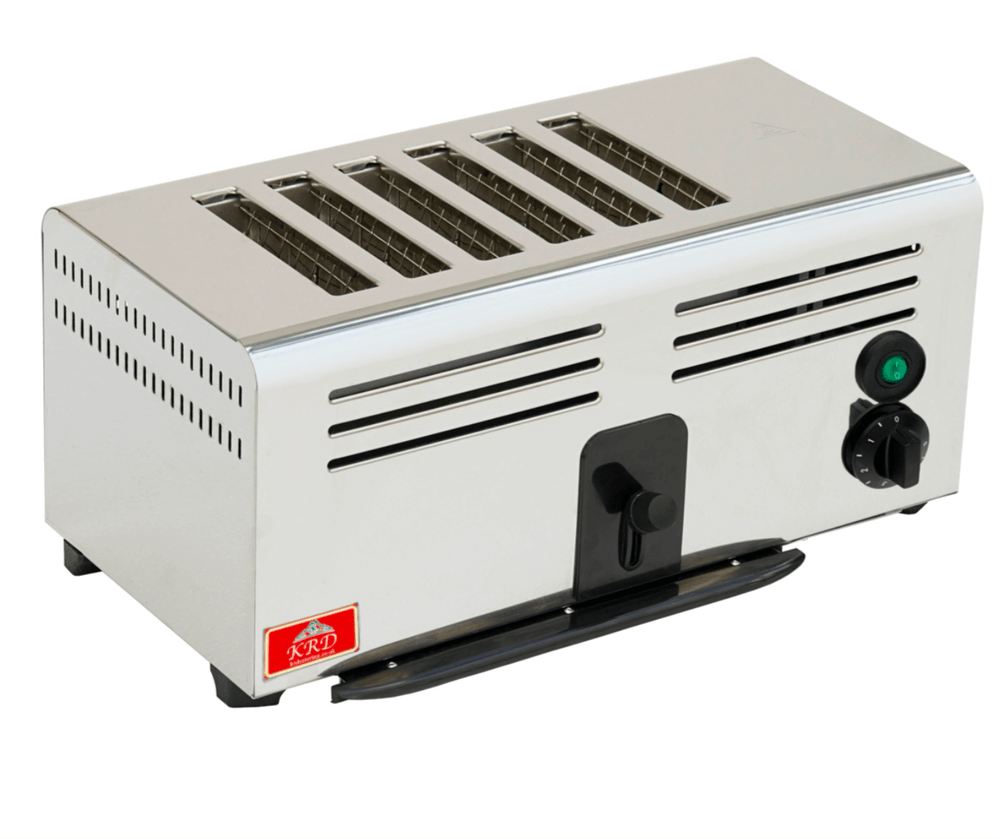 KRD Commercial 6 Slice Toaster Electric Classic 6ATSC, stainless steel construction, 6 slots, commercial kitchen equipment.