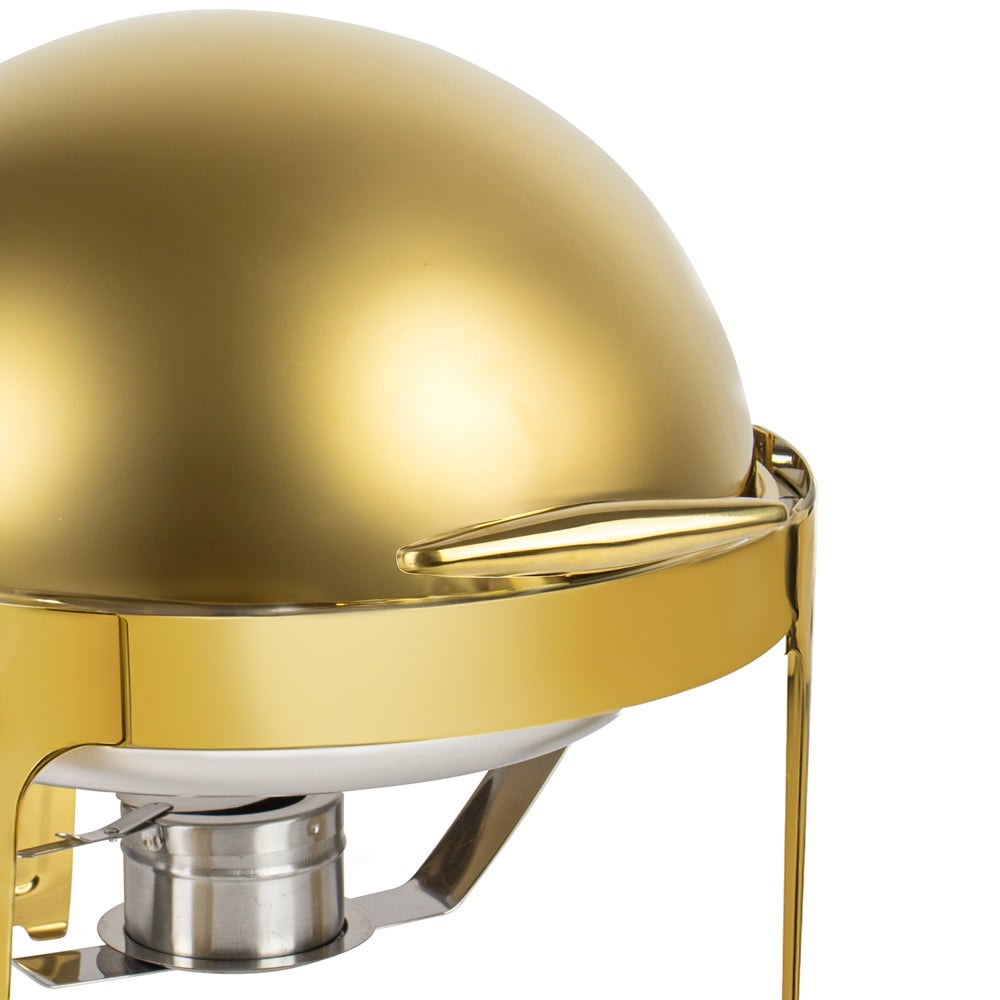 KRD Professional Gold Roll top Chafer Round Stainless steel Mirror polish 6.5 litres DT-C3101