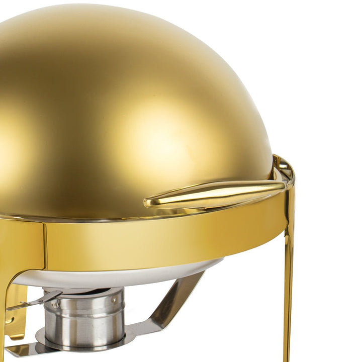 KRD Professional Gold Roll top Chafer Round Stainless steel Mirror polish 6.5 litres DT-C3101