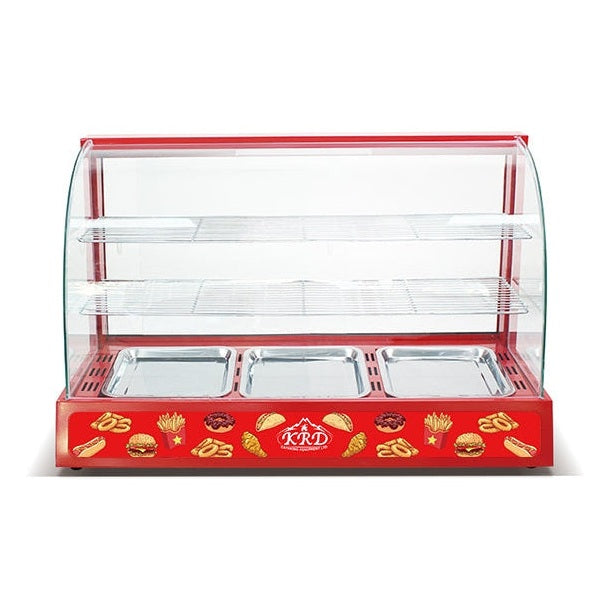 KRD Commercial Curved Glass Hot Food Display Warmer Showcase 1.2kW KR-3P