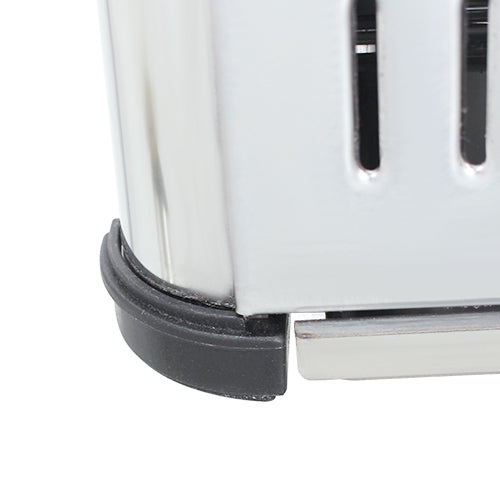 Close-up of KRD Commercial Six-slice Electric Toaster 3kw KR-6BATS, commercial catering equipment with stainless steel body and crumb tray.