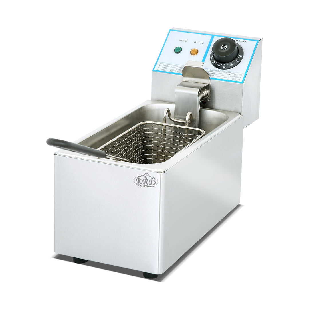 KRD Counter top 1-tank&1- basket electric fryer 2KW 4L KR-4A commercial catering equipment with stainless steel body and detachable basket.