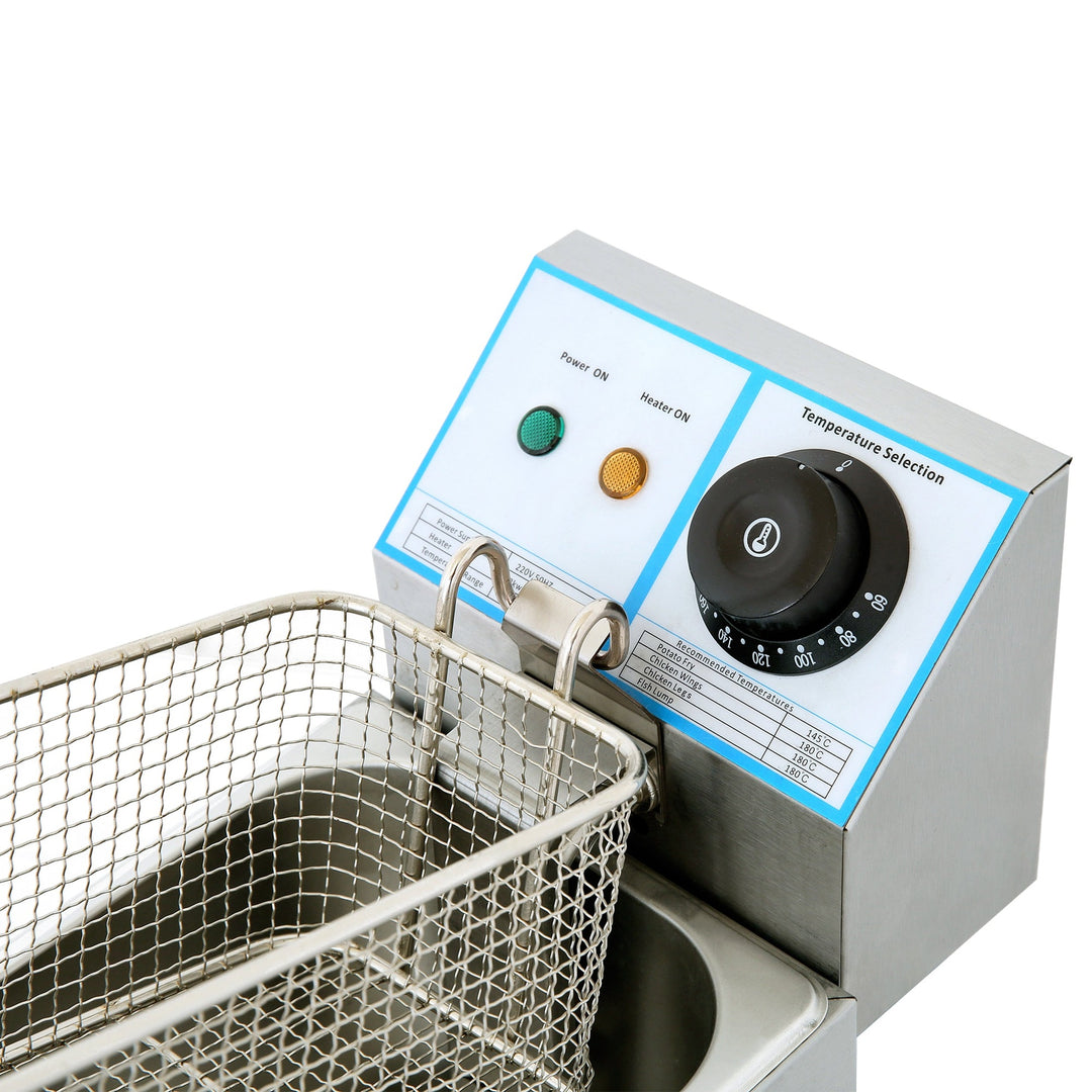 KRD Counter top 1-tank&1-basket electric fryer 2KW 4L KR-4A commercial catering equipment with stainless steel body and detachable basket.