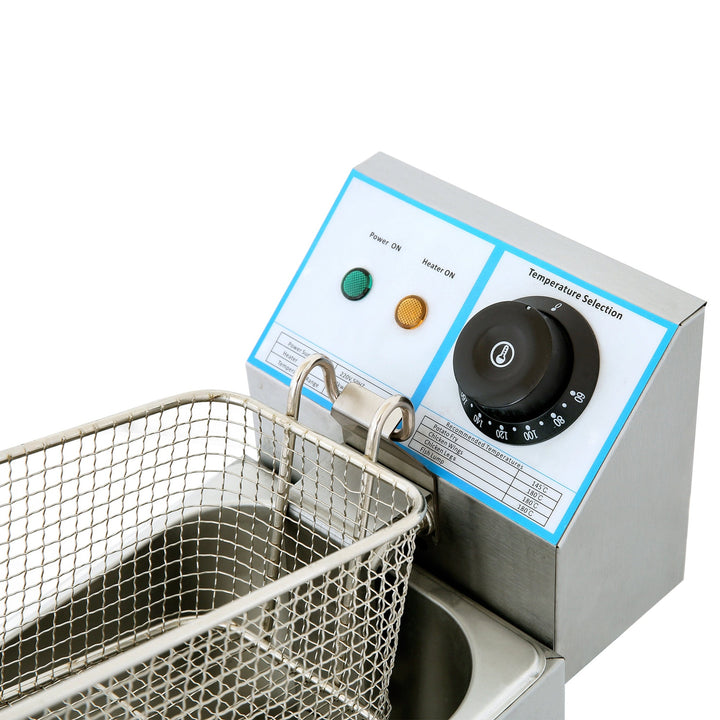 KRD Counter top 1-tank&1-basket electric fryer 2KW 4L KR-4A commercial catering equipment with stainless steel body and detachable basket.