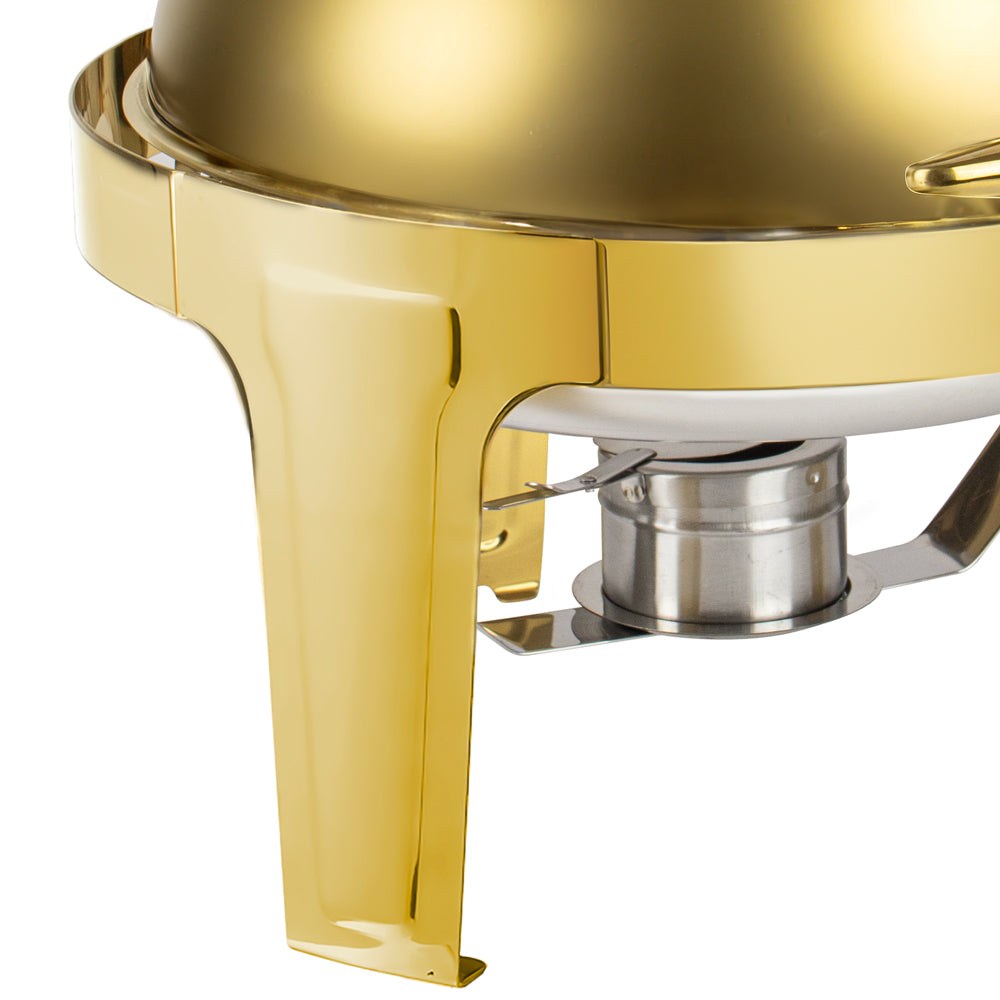 KRD Professional Gold Roll top Chafer Round Stainless steel Mirror polish 6.5 litres DT-C3101