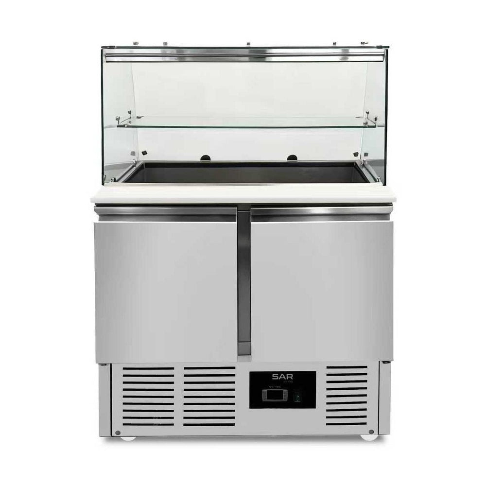 KRD 2 Door Saladette Counter Fridge with Chopping Board & Glass Top THS900FVG