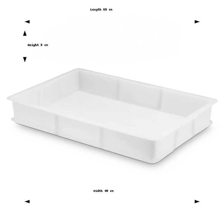 Pack of 6 Stackable Pizza Dough Box Proofing 60x40x8cm, food-grade plastic, ideal for commercial kitchen equipment and dough storage.