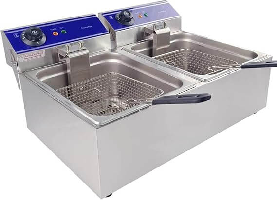 KRD Commercial Double Deep Fat Fryer 13 + 13 litres 3+3KW Countertop