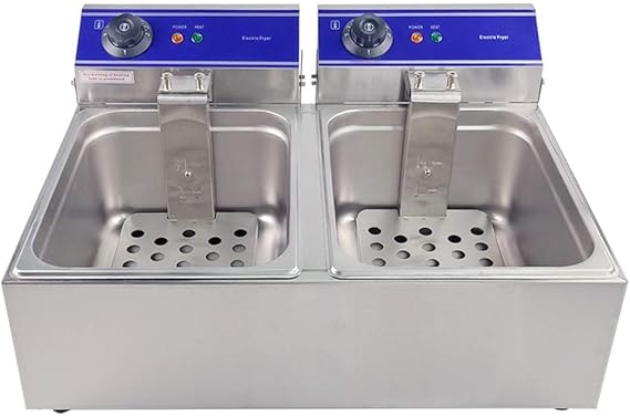 KRD Commercial Double Deep Fat Fryer 13 + 13 litres 3+3KW Countertop