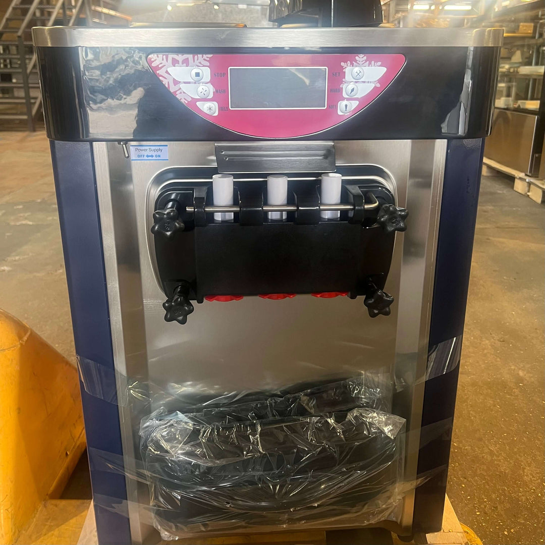 KRD Three Flavour Soft Serve Ice Cream & Frozen Yoghurt Machine with Air Pump Function 20-25L/H