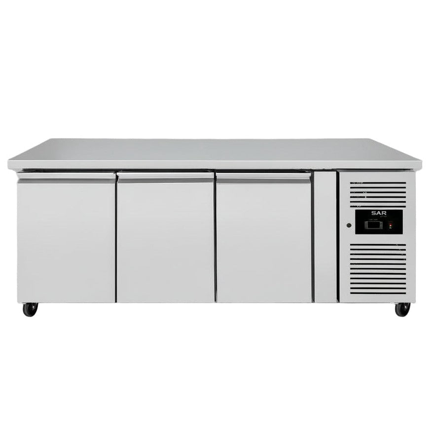 KRD Commercial Refrigerated Counter 3 Door Ventilated Depth 700mm 465Litres for commercial catering and kitchen use.