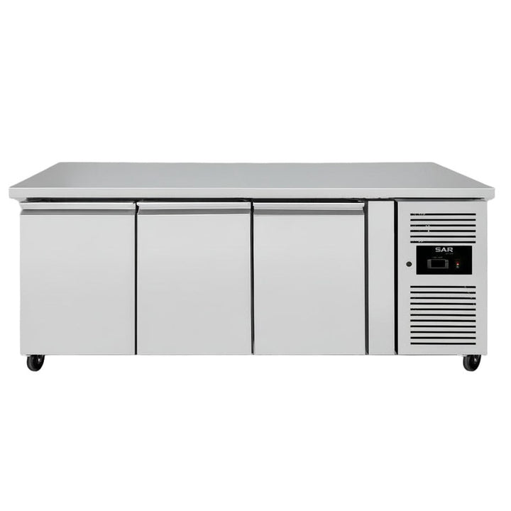 KRD Commercial Refrigerated Counter 3 Door Ventilated Depth 700mm 465Litres for commercial catering and kitchen use.