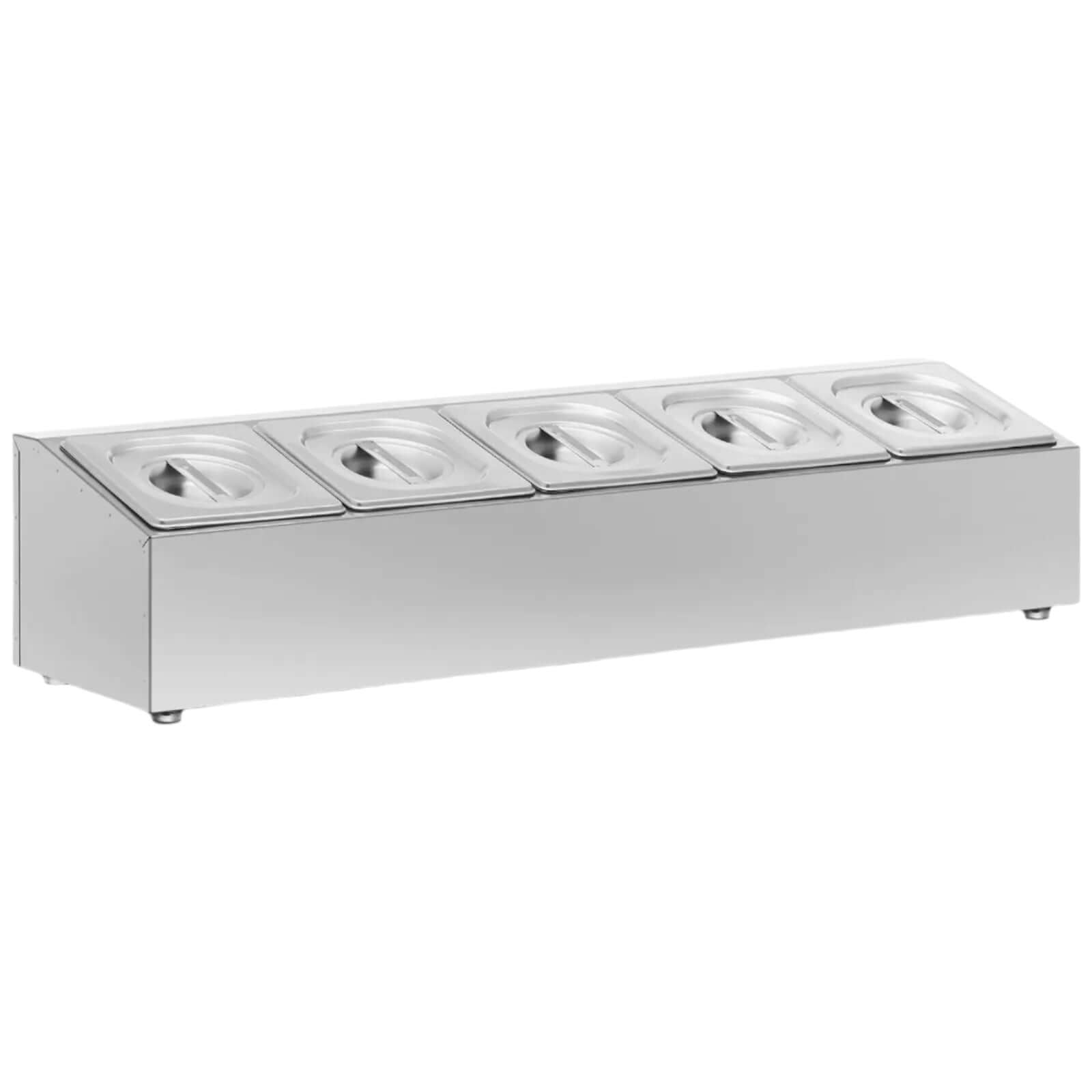 KRD Commercial Condiment Holder including 5xGN1/6 100mm Pans & Lids