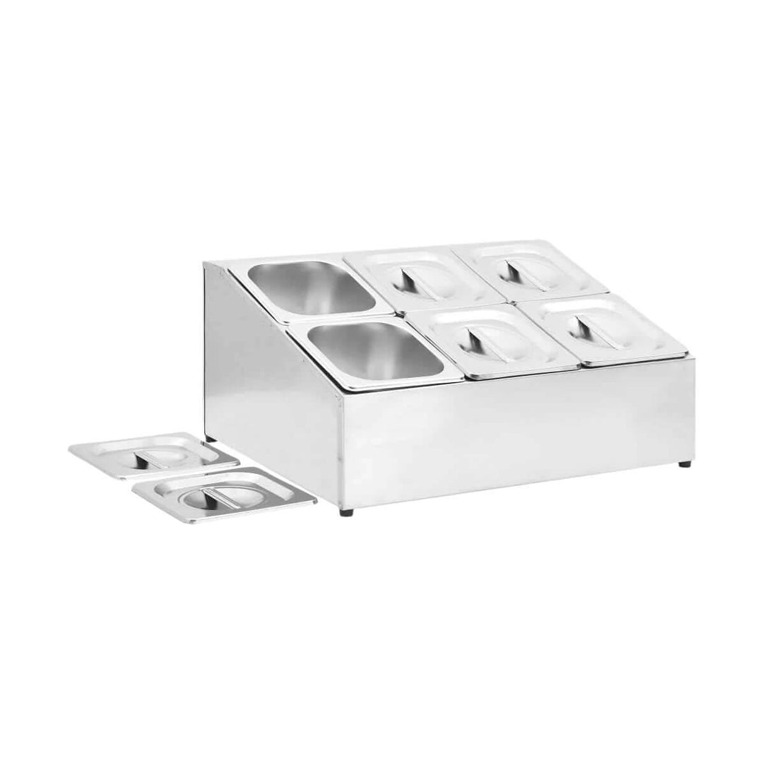 KRD Commercial Condiment Holder including 6xGN1/6 100mm Pans – KRD Catering