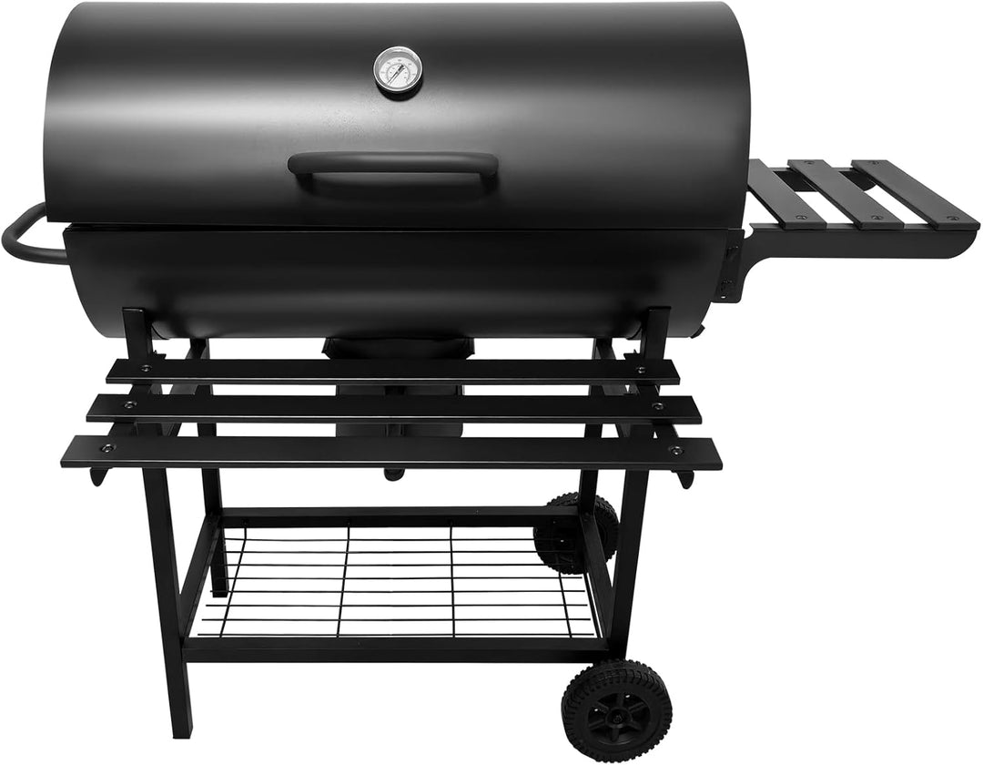 KRD Smoker and Charcoal Grill Barbeque with Rotating Rotisserie 100cm 2 Foldable Sides