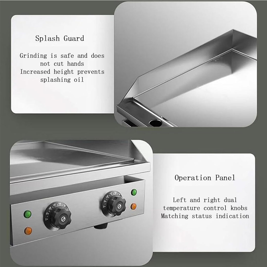 KRD Commercial Electric Flat Smooth Griddle 640x460x250mm 3.6kw OP820S