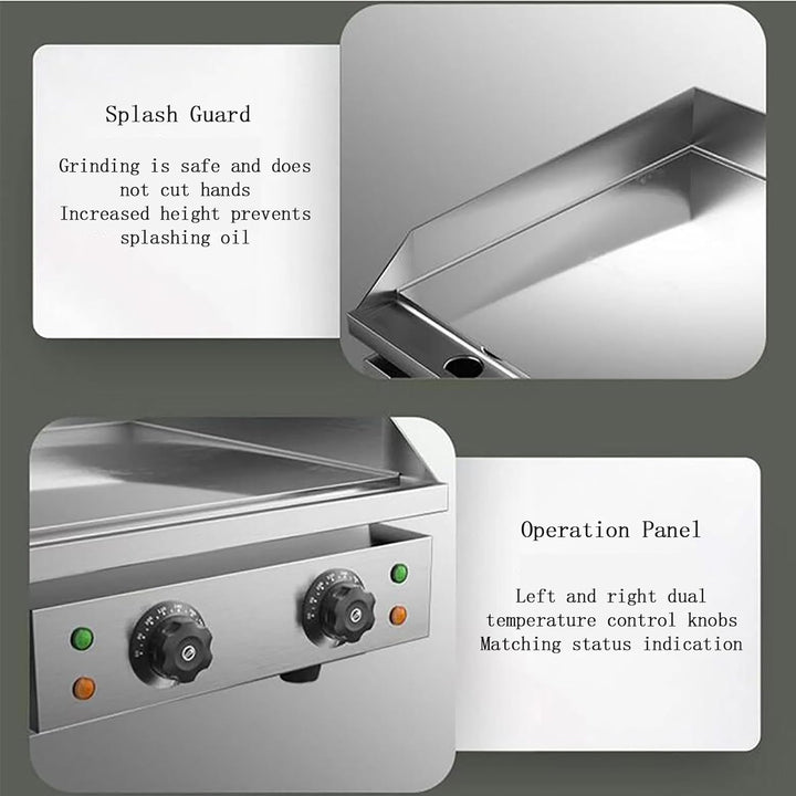 KRD Commercial Electric Flat Smooth Griddle 640x460x250mm 3.6kw OP820S