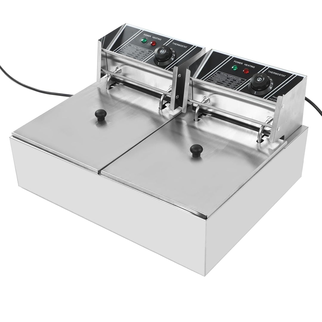 KRD Commercial Fryer Double Electric 2x 6 litre 5kW Countertop