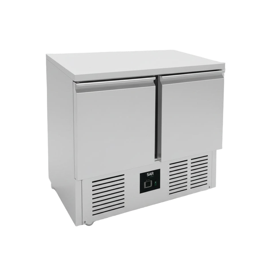 KRD Refrigerated Counter 2 doors Depth 700mm 240 Litres for commercial kitchen, heavy-duty stainless steel, perfect for food prep.