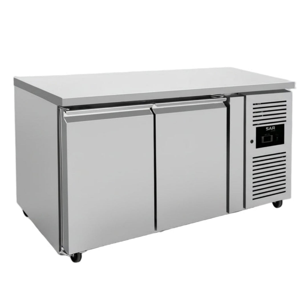 KRD Commercial Refrigerated Counter 2 doors Depth 700mm stainless steel commercial fridge counter with digital controls, ideal for catering.