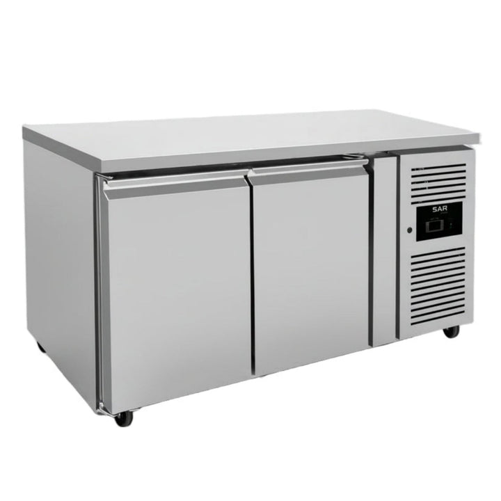 KRD Commercial Refrigerated Counter 2 doors Depth 700mm stainless steel commercial fridge counter with digital controls, ideal for catering.