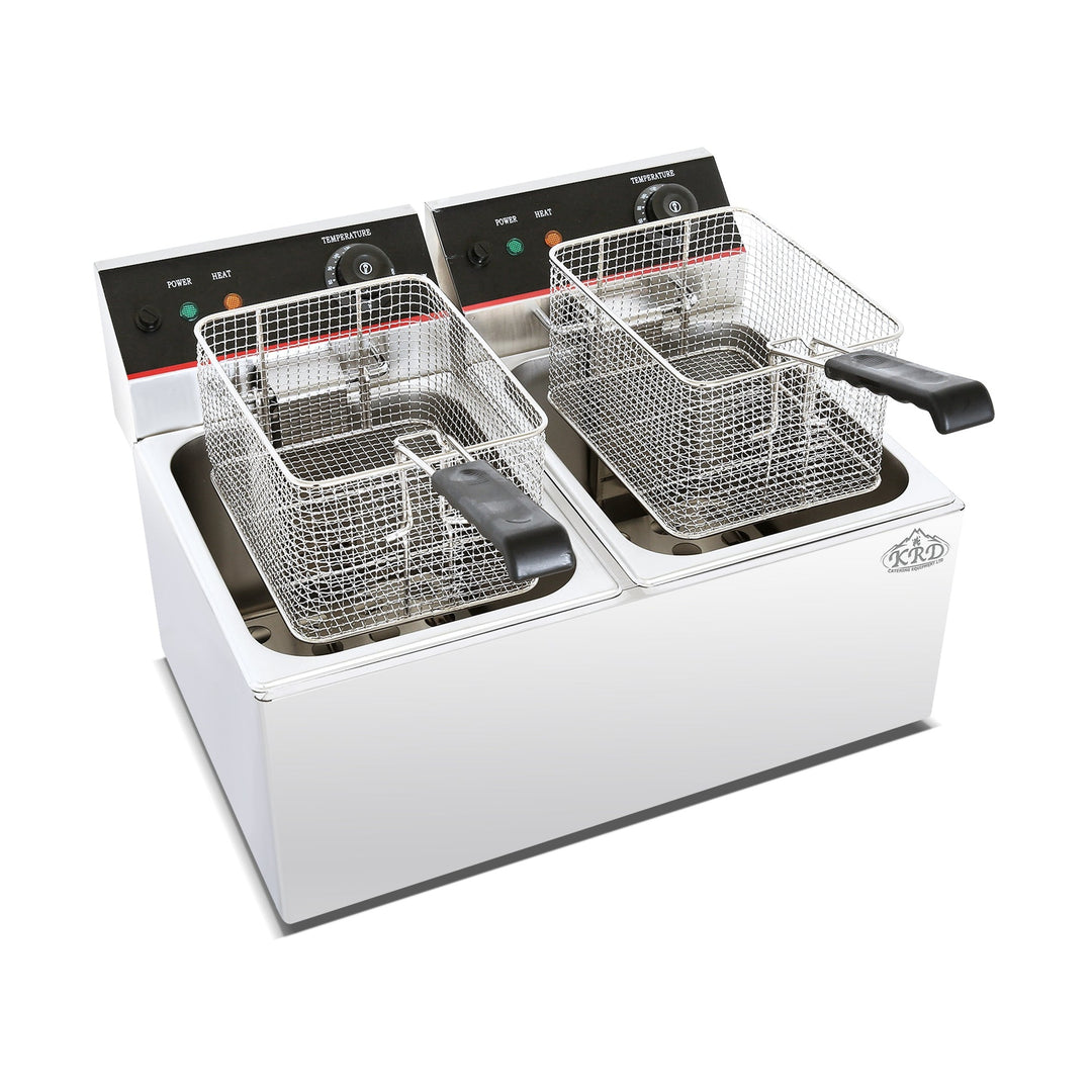 KRD Counter top 2-tank&2- basket electric fryer 2.5+2.5KW KR-6L-2 commercial catering equipment