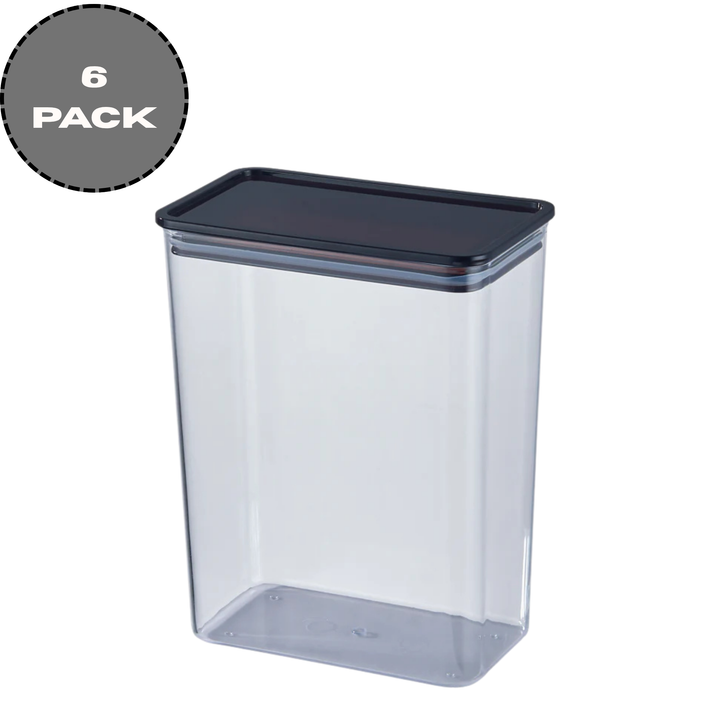 KRD Large Food Storage Containers 6 Pack Airtight Glass, 130×80×180mm, clear glass, airtight lid, ideal for kitchen storage