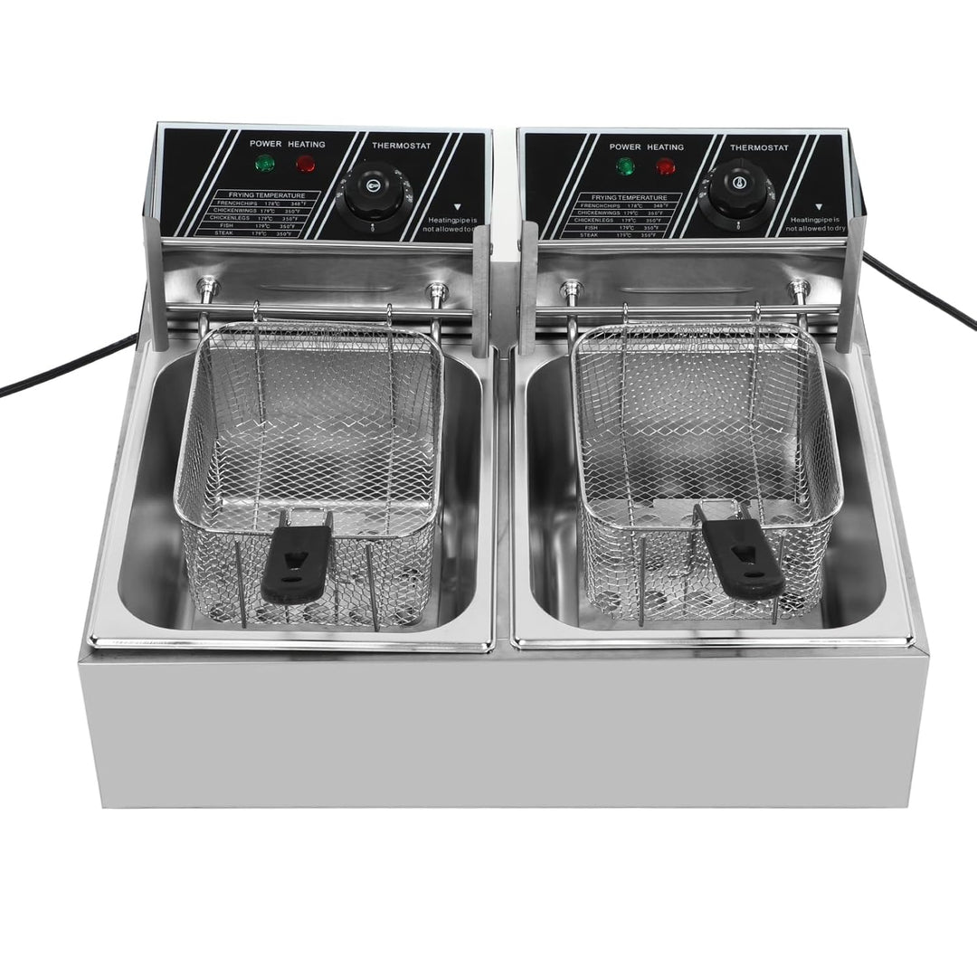 KRD Commercial Fryer Double Electric 2x 6 litre 5kW Countertop