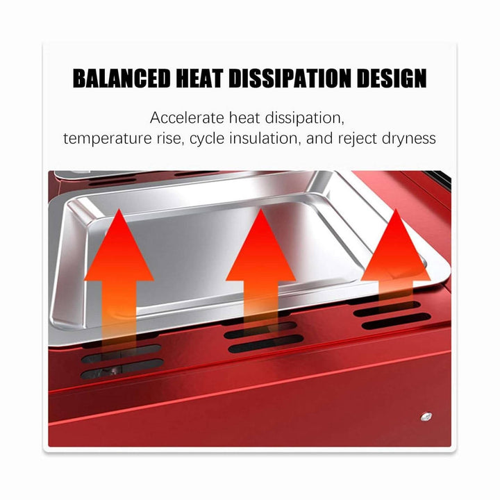 KRD Commercial Red Hot Food Chicken Warmer Display Cabinet Showcase 38cm balanced heat dissipation design for effective temperature control.