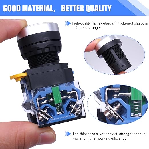 Spiral mixer 3pcs 22mm Momentary Push Button Switch 10A 440V Red Yellow Green