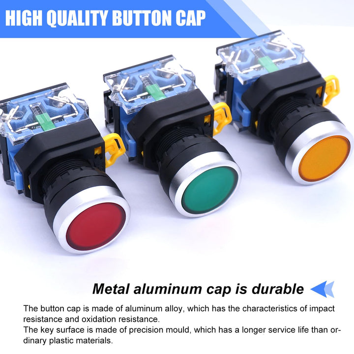 Spiral mixer 3pcs 22mm Momentary Push Button Switch 10A 440V Red Yellow Green
