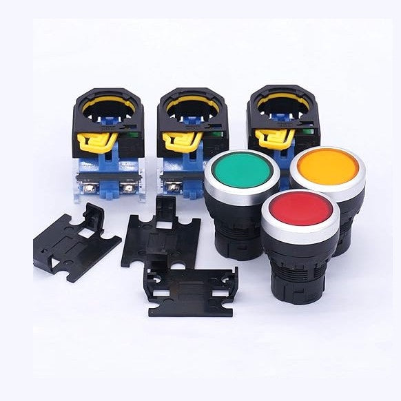 Spiral mixer 3pcs 22mm Momentary Push Button Switch 10A 440V Red Yellow Green